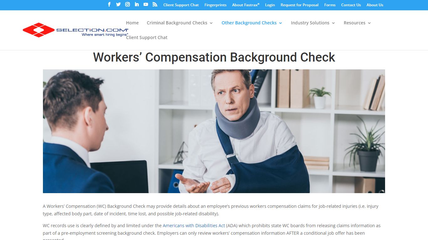Workers’ Compensation Background Check - SELECTiON.COM
